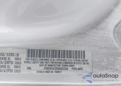 2015 Ram Promaster City Tradesman from USA, damaged, VIN ZFBERFAT3F6A93258